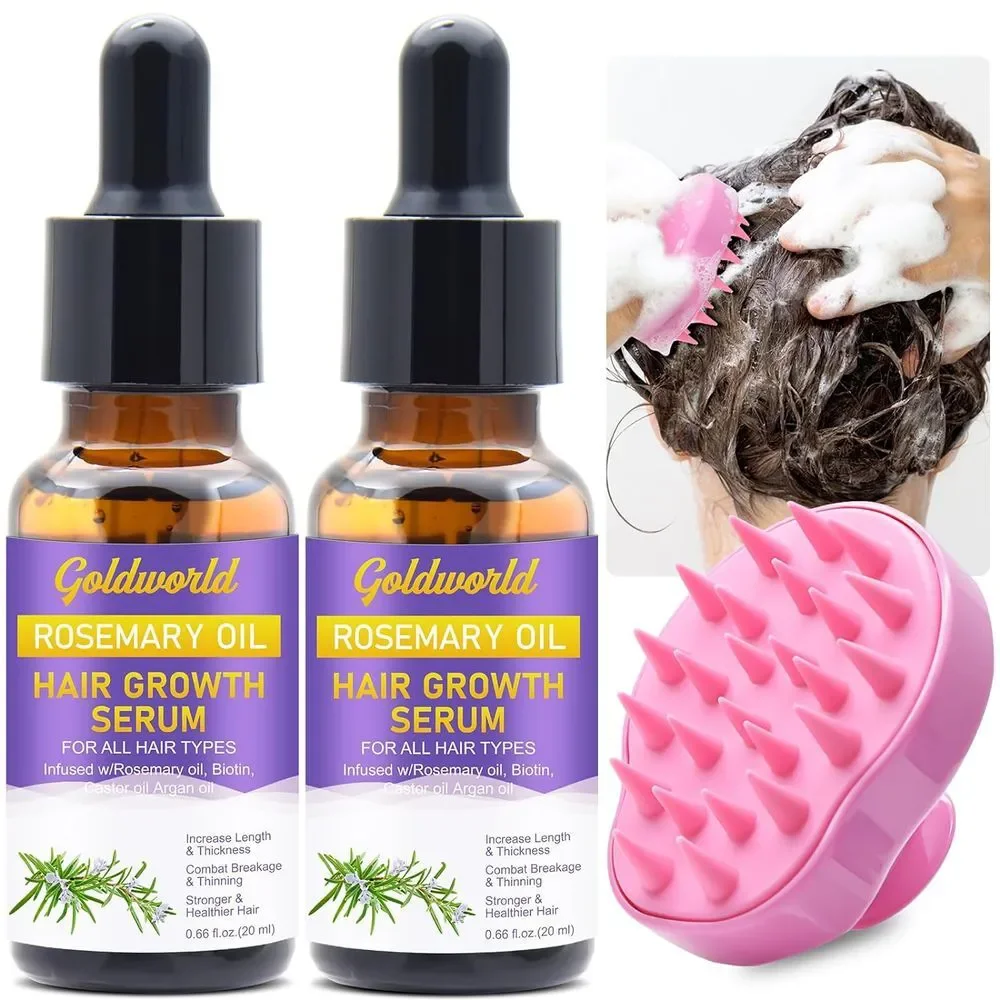 Rosemary Oil for Hair Growth,2 Pack Hair Growth Serum Products w/Scalp Massager‎